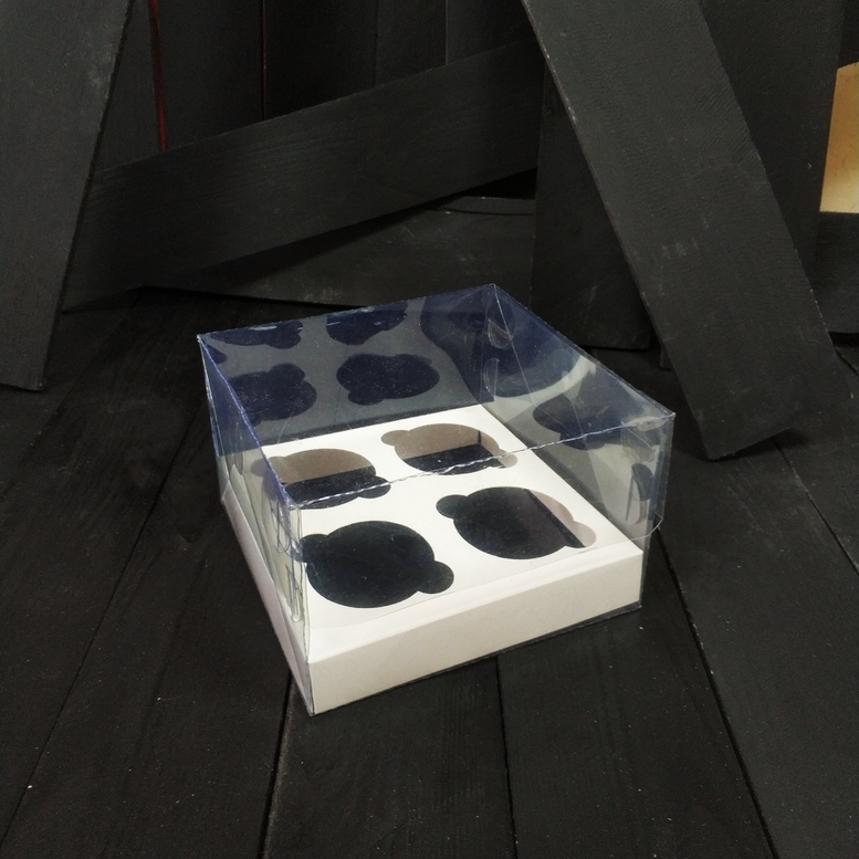 A box for 4 muffins 175x175x110 transparent, 1 pc. (PET) 